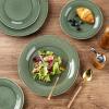imageAmorArc Ceramic Dinnerware Sets Handmade Stoneware Reactive Glaze Plates and Bowls Set Scratch Resistant  Dishwasher ampamp Microwave Safe Dishes Set Service for 4 12pcJade Green