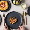 imageAmorArc Ceramic Dinnerware Sets Wavy Rim Stoneware Plates and Bowls Sets Highly Chip and Crack Resistant  Dishwasher ampamp Microwave ampamp Oven Safe Dishes set Service for 4 12pcMatte Speckled Black