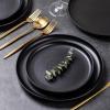imageAmorArc Ceramic Dinnerware Sets Wavy Rim Stoneware Plates and Bowls Sets Highly Chip and Crack Resistant  Dishwasher ampamp Microwave ampamp Oven Safe Dishes set Service for 4 12pcMatte Black