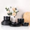 imageAmorArc Ceramic Dinnerware Sets Wavy Rim Stoneware Plates and Bowls Sets Highly Chip and Crack Resistant  Dishwasher ampamp Microwave ampamp Oven Safe Dishes set Service for 4 12pcMatte Black