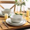 imageAmorArc Ceramic Dinnerware Sets Wavy Rim Stoneware Plates and Bowls Sets Highly Chip and Crack Resistant  Dishwasher ampamp Microwave ampamp Oven Safe Dishes set Service for 4 12pcMatte White