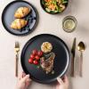 imageAmorArc Ceramic Dinnerware Sets Wavy Rim Stoneware Plates and Bowls Sets Highly Chip and Crack Resistant  Dishwasher ampamp Microwave ampamp Oven Safe Dishes set Service for 4 12pcMatte Black