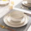 imageAmorArc Ceramic Dinnerware Sets Wavy Rim Stoneware Plates and Bowls Sets Highly Chip and Crack Resistant  Dishwasher ampamp Microwave ampamp Oven Safe Dishes set Service for 4 12pcCappuccino White