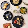imageAmorArc Ceramic Dinnerware Sets Wavy Rim Stoneware Plates and Bowls Sets Highly Chip and Crack Resistant  Dishwasher ampamp Microwave ampamp Oven Safe Dishes set Service for 4 12pcMatte Black
