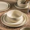 imageAmorArc Ceramic Dinnerware Sets Wavy Rim Stoneware Plates and Bowls Sets Highly Chip and Crack Resistant  Dishwasher ampamp Microwave ampamp Oven Safe Dishes set Service for 4 12pcAlmond Oil
