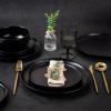 imageAmorArc Ceramic Dinnerware Sets Wavy Rim Stoneware Plates and Bowls Sets Highly Chip and Crack Resistant  Dishwasher ampamp Microwave ampamp Oven Safe Dishes set Service for 4 12pcMatte Black