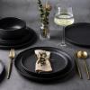 imageAmorArc Ceramic Dinnerware Sets Wavy Rim Stoneware Plates and Bowls Sets Highly Chip and Crack Resistant  Dishwasher ampamp Microwave ampamp Oven Safe Dishes set Service for 4 12pcMatte Speckled Black