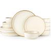 imageAmorArc Ceramic Dinnerware Sets for 4 Modern Stoneware Plates and Bowls SetsChip and Crack Resistant  Dishwasher ampamp Microwave Safe Ceramic Dishes SetService for 4 12pcCreamSpeckled Beige