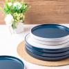 imageAmorArc Ceramic Dinnerware Sets for 4 Modern Stoneware Plates and Bowls SetsChip and Crack Resistant  Dishwasher ampamp Microwave Safe Ceramic Dishes SetService for 4 12pcCreamModernWhiteBlue