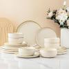 imageAmorArc Ceramic Dinnerware Sets for 4 Modern Stoneware Plates and Bowls SetsChip and Crack Resistant  Dishwasher ampamp Microwave Safe Ceramic Dishes SetService for 4 12pcCreamSpeckled Beige