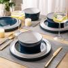 imageAmorArc Ceramic Dinnerware Sets for 4 Modern Stoneware Plates and Bowls SetsChip and Crack Resistant  Dishwasher ampamp Microwave Safe Ceramic Dishes SetService for 4 12pcCreamModernWhiteBlue