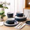 imageAmorArc Ceramic Dinnerware Sets for 4 Modern Stoneware Plates and Bowls SetsChip and Crack Resistant  Dishwasher ampamp Microwave Safe Ceramic Dishes SetService for 4 12pcCreamModernWhiteBlue