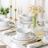 imageAmorArc Ceramic Dinnerware Sets for 4Stoneware Plates and Bowls SetsChip and Crack Resistant  Dishwasher ampamp Microwave Safe Ceramic DishesService for 4 12pcWhiteWhite