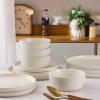 imageAmorArc Ceramic Dinnerware Sets for 4Stoneware Plates and Bowls SetsChip and Crack Resistant  Dishwasher ampamp Microwave Safe Ceramic DishesService for 4 12pcWhiteCream