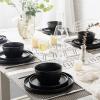 imageAmorArc Ceramic Dinnerware Sets for 4Stoneware Plates and Bowls SetsChip and Crack Resistant  Dishwasher ampamp Microwave Safe Ceramic DishesService for 4 12pcWhiteBlack