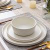 imageAmorArc Ceramic Dinnerware Sets for 4Stoneware Plates and Bowls SetsChip and Crack Resistant  Dishwasher ampamp Microwave Safe Ceramic DishesService for 4 12pcWhiteCream