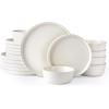 imageAmorArc Ceramic Dinnerware Sets for 4Stoneware Plates and Bowls SetsChip and Crack Resistant  Dishwasher ampamp Microwave Safe Ceramic DishesService for 4 12pcWhiteCream