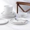 imageAmorArc Ceramic Dinnerware Sets for 4Stoneware Plates and Bowls SetsChip and Crack Resistant  Dishwasher ampamp Microwave Safe Ceramic DishesService for 4 12pcWhiteWhite