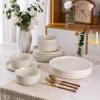 imageAmorArc Ceramic Dinnerware Sets for 4Stoneware Plates and Bowls SetsChip and Crack Resistant  Dishwasher ampamp Microwave Safe Ceramic DishesService for 4 12pcWhiteCream