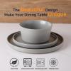 imageAmorArc Ceramic Dinnerware Sets for 4Stoneware Plates and Bowls SetsChip and Crack Resistant  Dishwasher ampamp Microwave Safe Ceramic DishesService for 4 12pcWhiteGray