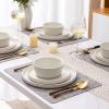 imageAmorArc Ceramic Dinnerware Sets for 4Stoneware Plates and Bowls SetsChip and Crack Resistant  Dishwasher ampamp Microwave Safe Ceramic DishesService for 4 12pcWhiteCream