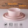 imageAmorArc Ceramic Dinnerware Sets for 4Stoneware Plates and Bowls SetsChip and Crack Resistant  Dishwasher ampamp Microwave Safe Ceramic DishesService for 4 12pcWhitePink