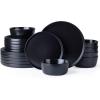 imageAmorArc Ceramic Dinnerware Sets for 4Stoneware Plates and Bowls SetsChip and Crack Resistant  Dishwasher ampamp Microwave Safe Ceramic DishesService for 4 12pcWhiteBlack