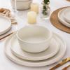 imageAmorArc Ceramic Dinnerware Sets for 4Stoneware Plates and Bowls SetsChip and Crack Resistant  Dishwasher ampamp Microwave Safe Ceramic DishesService for 4 12pcWhiteCream