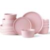 imageAmorArc Ceramic Dinnerware Sets for 4Stoneware Plates and Bowls SetsChip and Crack Resistant  Dishwasher ampamp Microwave Safe Ceramic DishesService for 4 12pcWhitePink
