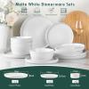 imageAmorArc Ceramic Dinnerware Sets for 4Stoneware Plates and Bowls SetsChip and Crack Resistant  Dishwasher ampamp Microwave Safe Ceramic DishesService for 4 12pcWhiteWhite