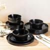 imageAmorArc Ceramic Dinnerware Sets for 4Stoneware Plates and Bowls SetsChip and Crack Resistant  Dishwasher ampamp Microwave Safe Ceramic DishesService for 4 12pcWhiteBlack