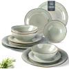 imageAmorArc Ceramic Dinnerware Sets Handmade Stoneware Reactive Glaze Plates and Bowls Set Scratch Resistant  Dishwasher ampamp Microwave Safe Dishes Set Service for 4 12pcReactive Glaze