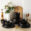 imageAmorArc Ceramic Dinnerware Sets for 4Modern Stoneware Plates and Bowls SetsChip and Crack Resistant  Dishwasher ampamp Microwave Safe Ceramic DishesService for 4 12pcBlack