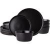 imageAmorArc Ceramic Dinnerware Sets for 4Stoneware Plates and Bowls SetsChip and Crack Resistant  Dishwasher ampamp Microwave Safe Ceramic DishesService for 4 12pcWhiteBlack