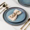 image:imageAmorArc Ceramic Plates Set of 6 85 Inch Reactive Glaze Stoneware Dessert Salad Appetizer Small Dinner Plates Microwave Dishwasher Safe Scratch Resistant Dishes Set for KitchenCeylon Blue