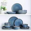 image:imageAmorArc Ceramic Plates Set of 6 85 Inch Reactive Glaze Stoneware Dessert Salad Appetizer Small Dinner Plates Microwave Dishwasher Safe Scratch Resistant Dishes Set for KitchenCeylon Blue