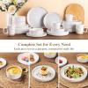 image:imageAmorArc Ceramic Dinnerware Sets for 4 12 Pieces Handpainted Plates and Bowls Set with Rustic Terracotta Underside Scratch Resistant Stoneware Dishes Set Dishwasher amp Microwave SafeModernWhite