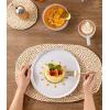 image:imageAmorArc Ceramic Dinnerware Sets for 4 12 Pieces Handpainted Plates and Bowls Set with Rustic Terracotta Underside Scratch Resistant Stoneware Dishes Set Dishwasher amp Microwave SafeWhite Handbrush Rim