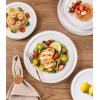 image:imageAmorArc Ceramic Dinnerware Sets for 4 12 Pieces Handpainted Plates and Bowls Set with Rustic Terracotta Underside Scratch Resistant Stoneware Dishes Set Dishwasher amp Microwave SafeWhite Handbrush Rim