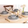 image:imageAmorArc Ceramic Dinnerware Sets for 4 12 Pieces Handpainted Plates and Bowls Set with Rustic Terracotta Underside Scratch Resistant Stoneware Dishes Set Dishwasher amp Microwave SafeModernGray