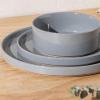 image:imageAmorArc Ceramic Dinnerware Sets for 4 12 Pieces Handpainted Plates and Bowls Set with Rustic Terracotta Underside Scratch Resistant Stoneware Dishes Set Dishwasher amp Microwave SafeModernGray