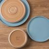 image:imageAmorArc Ceramic Dinnerware Sets for 4 12 Pieces Handpainted Plates and Bowls Set with Rustic Terracotta Underside Scratch Resistant Stoneware Dishes Set Dishwasher amp Microwave SafeModernBlue