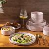 image:imageAmorArc Ceramic Dinnerware Sets for 4 12 Pieces Handpainted Plates and Bowls Set with Rustic Terracotta Underside Scratch Resistant Stoneware Dishes Set Dishwasher amp Microwave SafeModernPink