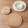 image:imageAmorArc Ceramic Dinnerware Sets for 4 12 Pieces Handpainted Plates and Bowls Set with Rustic Terracotta Underside Scratch Resistant Stoneware Dishes Set Dishwasher amp Microwave SafeBeige Handbrush Rim
