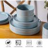 image:imageAmorArc Ceramic Dinnerware Sets for 4 12 Pieces Handpainted Plates and Bowls Set with Rustic Terracotta Underside Scratch Resistant Stoneware Dishes Set Dishwasher amp Microwave SafeModernBlue