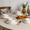 image:imageAmorArc Ceramic Dinnerware Sets for 4 12 Pieces Handpainted Plates and Bowls Set with Rustic Terracotta Underside Scratch Resistant Stoneware Dishes Set Dishwasher amp Microwave SafeCream