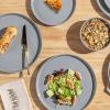 image:imageAmorArc Ceramic Dinnerware Sets for 4 12 Pieces Handpainted Plates and Bowls Set with Rustic Terracotta Underside Scratch Resistant Stoneware Dishes Set Dishwasher amp Microwave SafeModernGray