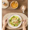 image:imageAmorArc Ceramic Dinnerware Sets for 4 12 Pieces Handpainted Plates and Bowls Set with Rustic Terracotta Underside Scratch Resistant Stoneware Dishes Set Dishwasher amp Microwave SafeBeige Handbrush Rim