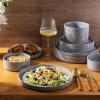 image:imageAmorArc Ceramic Dinnerware Sets for 4 12 Pieces Handpainted Plates and Bowls Set with Rustic Terracotta Underside Scratch Resistant Stoneware Dishes Set Dishwasher amp Microwave SafeModernGray
