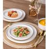image:imageAmorArc Ceramic Dinnerware Sets for 4 12 Pieces Handpainted Plates and Bowls Set with Rustic Terracotta Underside Scratch Resistant Stoneware Dishes Set Dishwasher amp Microwave SafeModernWhite